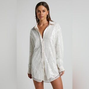 Showpo Sequin Dress in White